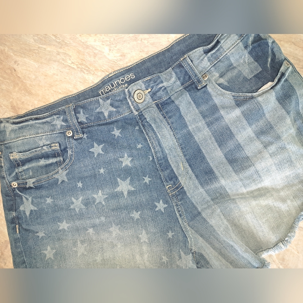 Maurices high rise denim shorts with flag design size 12